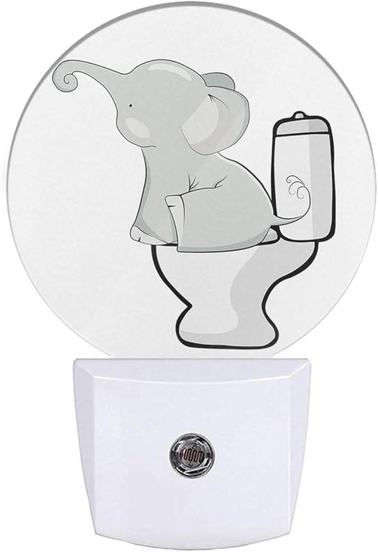 EKOBLA Cute Elephant Night Light, Cartoon Safari Animal Plug into Wall with Dusk to Dawn Sensor, 0.5W LED Energy Saving Nightlight for Bedroom, Bathroom, Hallway