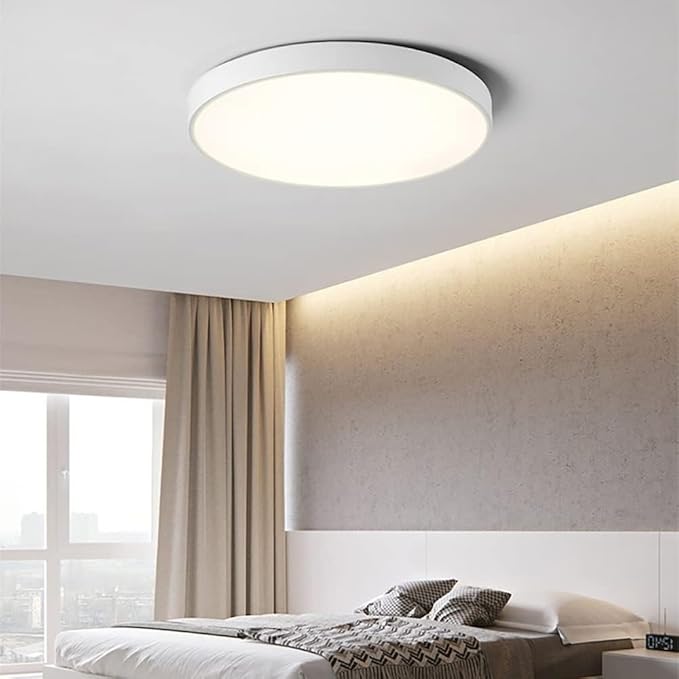 LED Ceiling Light Fixture,16 Inch Modern Round Recessed Ceiling Lights,Dimmable Light,24W White Close to Ceiling Lighting Flush Mount Living Room Bedroom,3000K-6000K