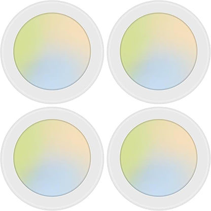 4 Pack 5CCT 6 Inch LED Disk Light, Dimmable Flush Mount Ceiling Lights, 2700K/3000K/3500K/4000K/5000K Selectable, 15W 1100LM, CRI 90, Low Profile Surface Mount Ceiling Disc Light, Wet Rated & ETL
