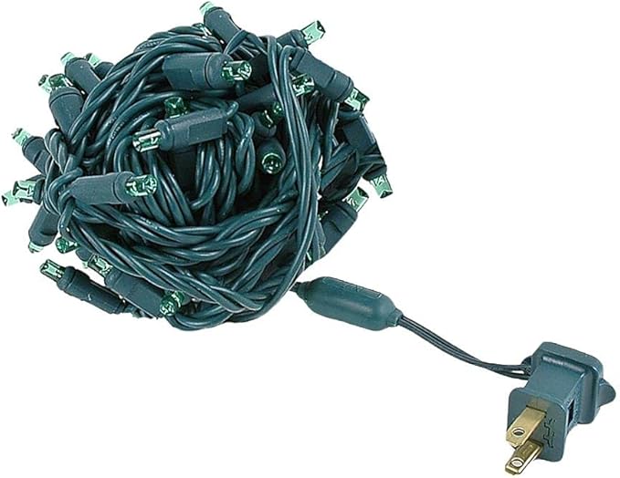 Novelty Lights 25ft 50 LED Green Christmas Lights Outdoor/Indoor, 6" Spacing, Green Wire String Lights for Festive Xmas Lighting, IP55, UL Listed, Dimmable, Connectable