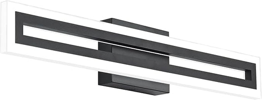 SOLFART 24 Inch Vanity Lights Bathroom Lights Over Mirror Bathroom Light Fixtures Black Led Modern Light Fixture 6000K