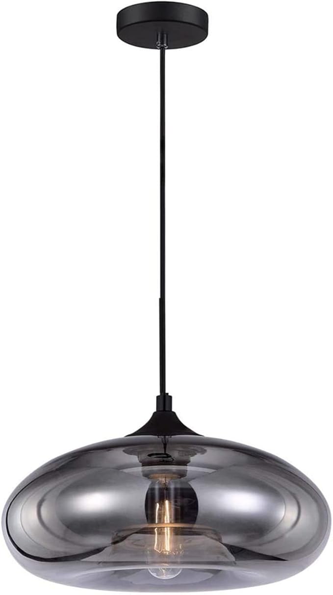 11" Industrial Vintage Colorful Glass Pendant Lighting 1-Light Farmhouse Loft Bar Ceiling Hanging Lamp Kitchen Island Dining Room Bedroom Chandelier (Silver)