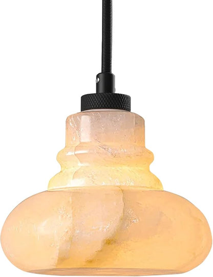 Natural Stone Pendant Lights Kitchen Island, Pentant Lighting Fixture for Bedside, Dining Room, Entryway, Cafe, Restaurant, Calcite Pendant Lamp -Dome