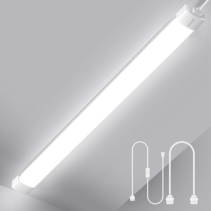 Airand Led Garage Light 5FT Shop Lighting Fixture with Plug in Cord,Waterproof LED Lights 5000K Under Cabinet Lighting Tube Lights 45W for Kitchen Bathroom Workbench
