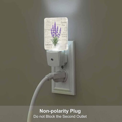 Lavender LED Night Lights Plug into Wall Vintage Postcard Background 0.5W Plug in Night Light, Dusk to Dawn, Bright Nightlight Auto On/Off, for Room Bedroom Bathroom