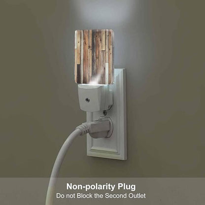 Old Wooden Planks Night Light Brown Vintage Style LED Night Lights Plug into Wall for Stairway Hallway Bedroom 0.5W Nightlight