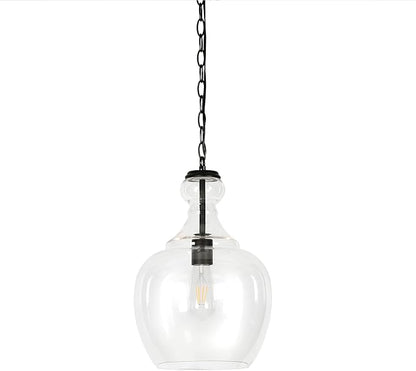 Henn&Hart 11" Mid-Century Modern Pendant Light Fixture with Clear Glass Dome Shade and 6' Adjustable Cord for Kitchen Island, Dining Room or Game Room, Blackened Bronze