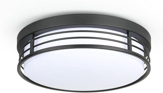 WISBEAM 13 Inch Matte Black Flush Mount Ceiling Light, 23W LED Ceiling Lighting Fixture with 5CCT(2700K/3000K/3500K/4000K/5000K), Dimmable LED Light Fixtures Ceiling Mount for Kitchen Bathroom Hallway