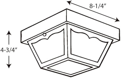 Progress Lighting 1-Light Indoor and Outdoor Flush Mount Ceiling Light, Interior and Exterior Ceiling-Mount Light Fixture for Porch Light, Patios, Garages, Hallways, Non-Metal, 8-1/4" by 4-3/4", White