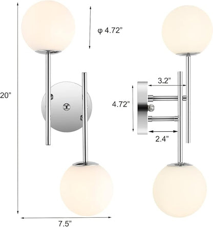 BYOLIIMA Modern Chrome Wall Sconce, 7.5" W x 20" H, G9 Base, Fully Dimmable, Ideal for Bathroom, Kitchen, Living Room, Office