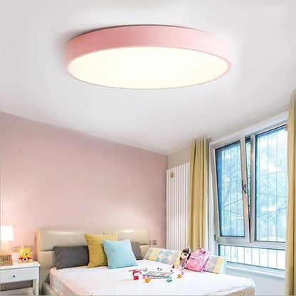 LED Ceiling Light Fixture,12 Inch Modern Round Recessed Ceiling Lights, Dimmable Light,Pink 18W Close to Ceiling Lighting Flush Mount Living Room Bedroom,3000K-6000K