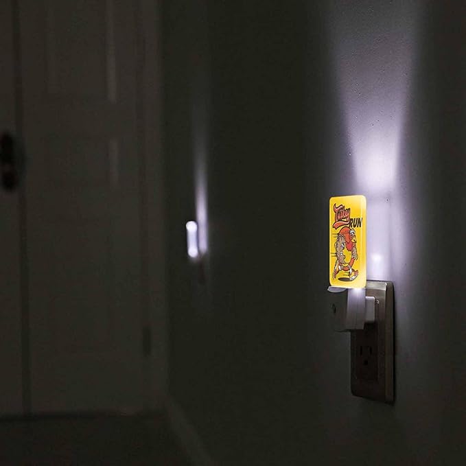 LED Night Light Plug into Wall with Dusk to Dawn Light Sensor White Energy Efficient Funky Turkey Run Nightlight for Bedroom Bathroom Hallway Living Room Kitchen