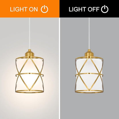 Brushed Gold Pendant Lights for Kitchen Island Set of 2, Pendant Lights Kitchen Island with Frosted Glass Shade, Modern Bathroom Pendant Lighting for Foyer, Dining Room, Entryway - Adjustable Height