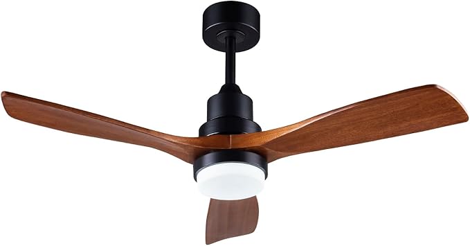 42" Ceiling Fans [with Lighting Remote Control], Indoor Outdoor Modern Wooden Ceiling Fan [with 3 Solid Wood Blades] for Kids' Rooms, bedrooms, Offices and More.…