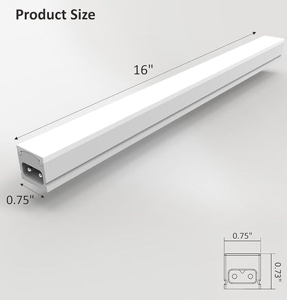 Leetdud Under Cabinet Lighting Plug in, 16 Inch 1 Pc, Linkable AC120V 3CCT 3000K/4000K/5000K Ultra Slim, LED Under Cabinet Lights for Counter Light, Kitchen, Shelf, Sink, Workshop, Desk, White