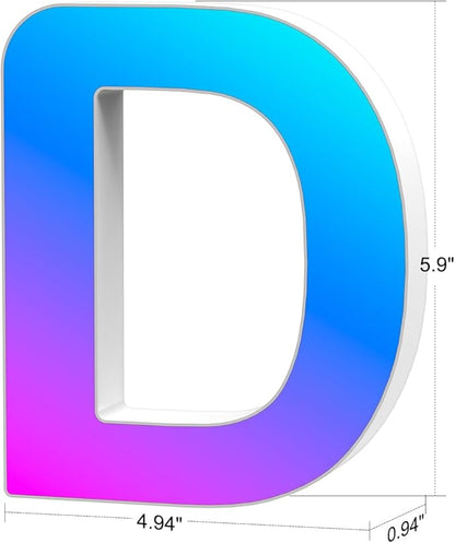 Light Up Letters Marquee Letter - Music Sync RGB Color Changing LED Lights Letter Logo Game Lights for Girls Women Party Birthday Christmas Valentine's Day Wall Desktop Decoration (MRGB-D)