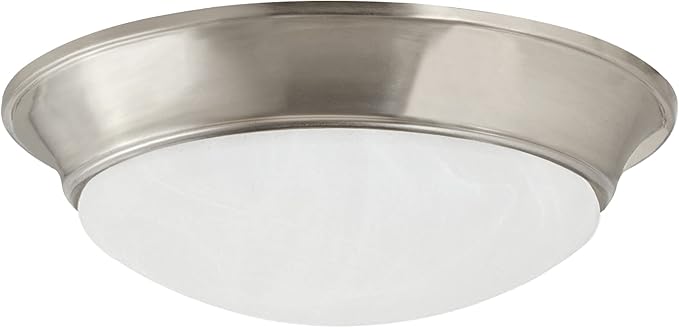Design House 588848-SN Tess 13-inch Modern Integrated LED Twist Disk Ceiling Light with Alabaster Glass Shade for Bathroom Entryway Living Room, Satin Nickel