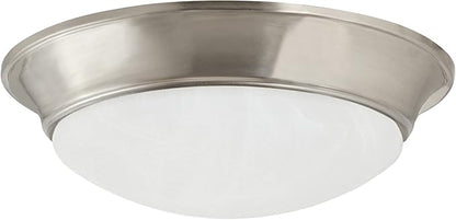 Design House 588848-SN Tess 13-inch Modern Integrated LED Twist Disk Ceiling Light with Alabaster Glass Shade for Bathroom Entryway Living Room, Satin Nickel