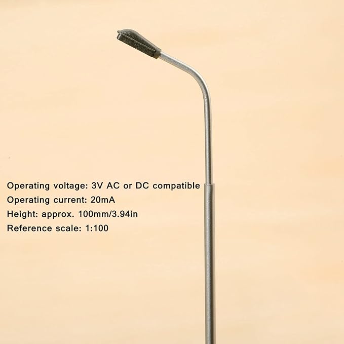 Yetaha 20Pcs Model Railway Train Model Street Lights, LED Dual Lampposts, HO OO Scale, Dual Heads Gauge Model Street Light Layout, LEDs Light 3V Train Scenery Miniature Accessories