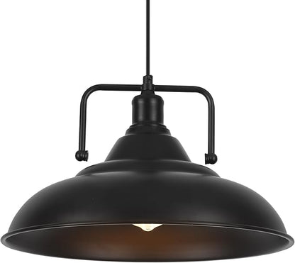 Black Pendant Light 15.7 Inch 1-Light,Large Pendant Lights for Kitchen Island,Industrial Farmhouse Pendant Light for Dinning Room Hallway Barn