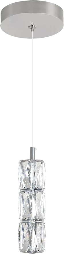 ykolupty Pendant Lights Kitchen Island Single Head Chrome Crystal Island Lights Dining Foyer Entrance Modern Chandeliers LED Dimmable 2700-6000K