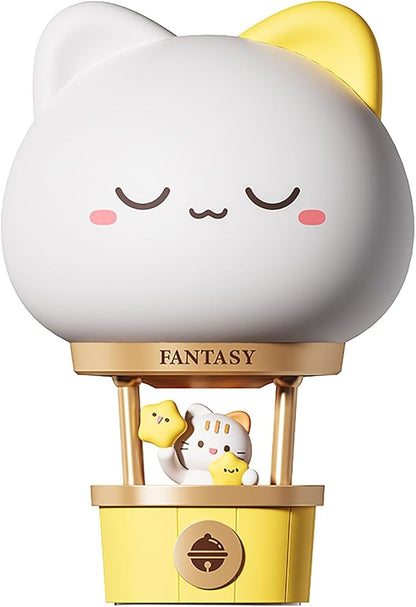 Hot Air Balloon Rechargeable Night Light, Safe Soft Silicone Material, 3 Brightness Levels, Tap Control, Warm Light, Toddler Sleeping Lamp, Bedroom Night Lamp, Gift for Baby and Kid (Cat)