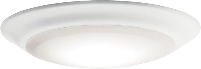 Kichler Gen I LED Downlight, 7.5" Ceiling Flush Mount Interior Dimmable Light, 2700K, (7.5" x 1.5"), White, 43846WHLED27