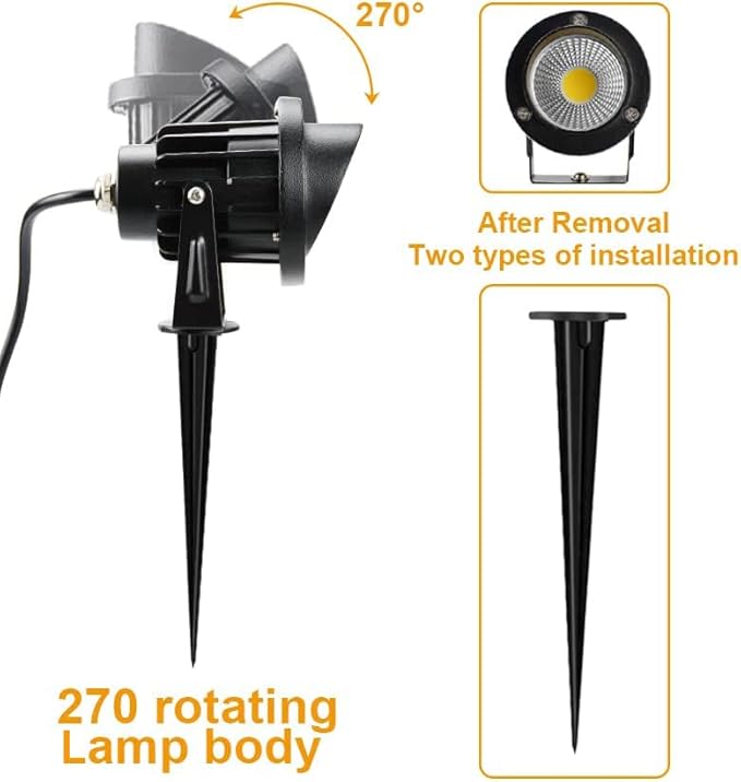 Romwish LED Landscape Spotlight 10W, Outdoor Landscape Lighting 120V Plug-in, 1100LM Waterproof LED Landscape Lights, Landscape Spot Lights for Yard, Garden, Tree, Driveway, 3000K Warm White-2 Pack