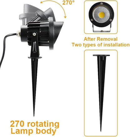 Romwish LED Landscape Spotlight 10W, Outdoor Landscape Lighting 120V Plug-in, 1100LM Waterproof LED Landscape Lights, Landscape Spot Lights for Yard, Garden, Tree, Driveway, 3000K Warm White-2 Pack