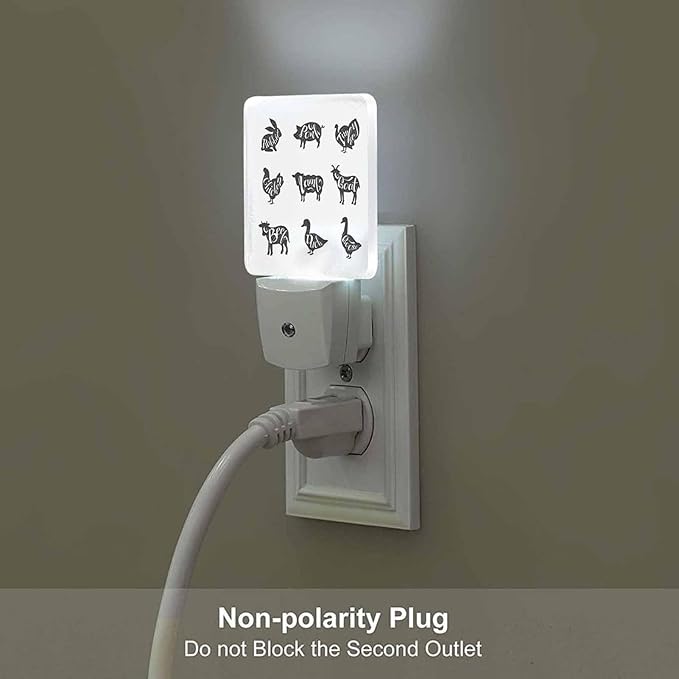LED Night Light Plug into Wall with Dusk to Dawn Light Sensor White Energy Efficient Turkey Chicken Farm Animal Nightlight for Bedroom Bathroom Hallway Living Room Kitchen
