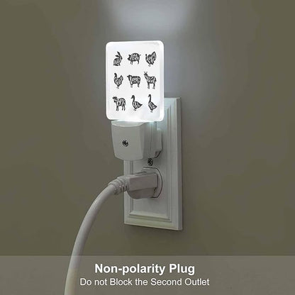 LED Night Light Plug into Wall with Dusk to Dawn Light Sensor White Energy Efficient Turkey Chicken Farm Animal Nightlight for Bedroom Bathroom Hallway Living Room Kitchen
