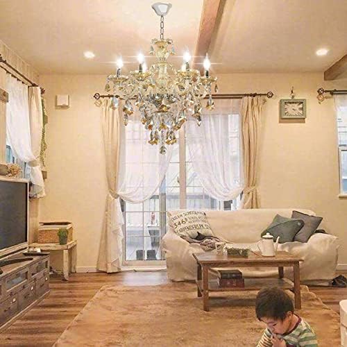 Modern K9 Crystal Chandelier Cognac 6 Lights, E12 Base Candle Crystal Pendant Lighting Fixture, Elegant Crystal Ceiling Light for Dinning Living Room Bedroom Hallway (6 Lights)
