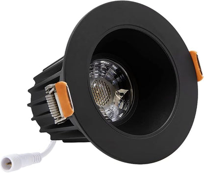 Maxxima 2 in. Ultra-Thin Recessed Anti-Glare LED Downlight - Canless IC Rated, 5 Color Temperature Selectable 2700K/3000K/3500K/4000K/5000K, Dimmable, Round Black Trim, 90 CRI