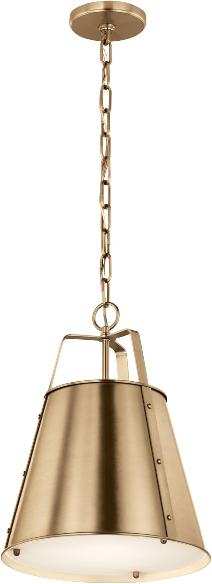 Kichler Etcher 1-Light Pendant Light Fixture with Etched Painted White Glass Diffuser in Champagne Bronze for Kitchen Island or Dining Room (17" x 13"), 52710CPZ