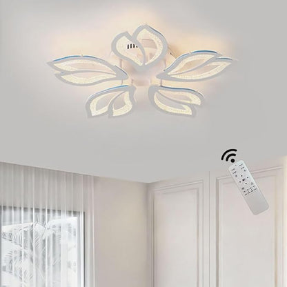 Modern LED Ceiling Light 23.6in with Remote Control 5-Leaf Ceiling Lamp for Bedroom Living Room Dining Room Office Kitchen Nursery School