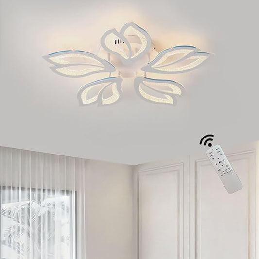 Modern LED Ceiling Light 23.6in with Remote Control 5-Leaf Ceiling Lamp for Bedroom Living Room Dining Room Office Kitchen Nursery School