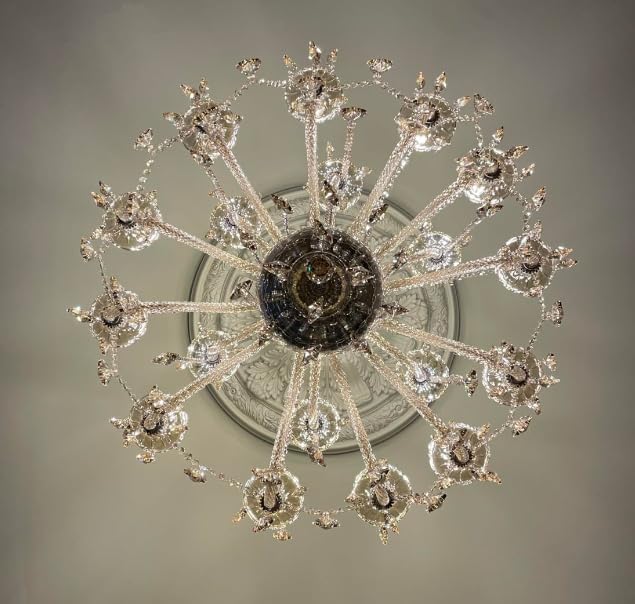 Cognac 18 Lights Crystal Chandelier,Chandeliers for Dining Room,Bedroom,Living Room, Candle Pendant Lamp Ceiling Lighting, 39 inch x32 Inch (Color:Cognac) with 18pcs 5W E12 LED Bulbs.