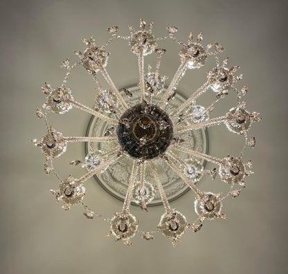 Cognac 18 Lights Crystal Chandelier,Chandeliers for Dining Room,Bedroom,Living Room, Candle Pendant Lamp Ceiling Lighting, 39 inch x32 Inch (Color:Cognac) with 18pcs 5W E12 LED Bulbs.