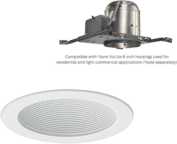 Juno VuLite 6 Inch Recessed Light Trim, Air-Loc and Wet Rated Recessed Lighting Trim for New Construction and Remodel, Conical Downlight Baffle Trim, Fits IC23, IC22, IC22R Can Light Housings