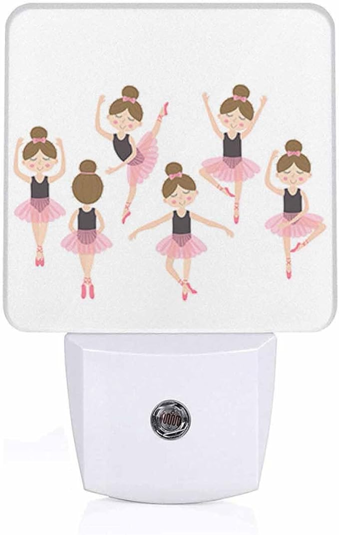 LED Night Light,Cute Ballerina LED Night Light Plug into Wall with Dusk to Dawn Light Sensor White Energy Efficient Nightlight for Bedroom Bathroom Hallway Living Room Kitchen