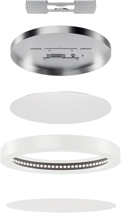 KICHLER Ara 7.01" Modern Minimal Round LED Downlight in White, for Wet Indoor Locations, Supplemental Lighting, Integrated LED, Edge-Lit Technology, 950 Lumens, Dimmable to 10%, 53007WH30