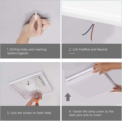 OOWOLF 25W 6000K LED Flush Mount Ceiling Light Fixture Ultra Slim, 12inch Waterproof Bathroom Square LED Ceiling Lamp Fixture Without Flicker, 85Ra+ Daylight White for Kitchen Bedroom Hallway Office