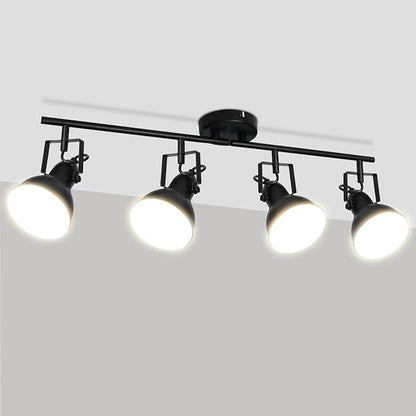 LTBLIGHT 4-Light Track Lighting Fixtures Ceiling, Black Industrial Directional Spotlight with E26 Base, Ceiling Track Lights for Kitchen Bedroom Living Room (Bulbs Not Included)