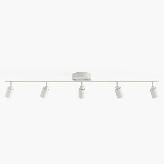 Shura White 5-Light Track Light with Adjustable Heads, Integrated LED Bulbs, 4 ft. Track Lighting Kit Ceiling Light, 3000k, 2450 Lumens