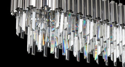 Rectangle Chrome Crystal Chandelier for Dining Room L51'' 19-Light Modern Chandeliers Lighting Fixture for Kitchen Island Over Table Linear Large
