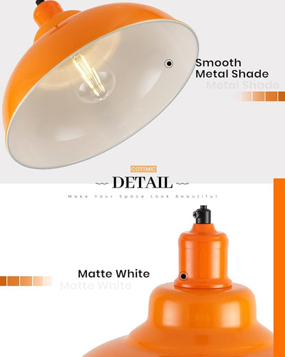 Orange Pendant Light 3 Pack, Farmhouse Pendant Lights Kitchen Island, 11.4’’ Industrial Metal Pendant Light Fixtures, Pendant Lighting for Dining Room Hallway Bar, Adjustable Height