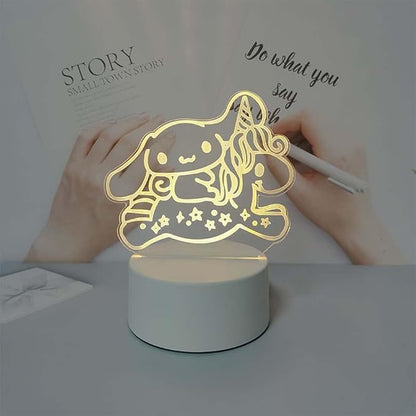 3 Color Change Cartoon Night Light, 3D Kawaii LED Desk Lamp, Acrylic Sleep Night Lamp As Best Gifts for Women Teens Boys Girls (Dog)