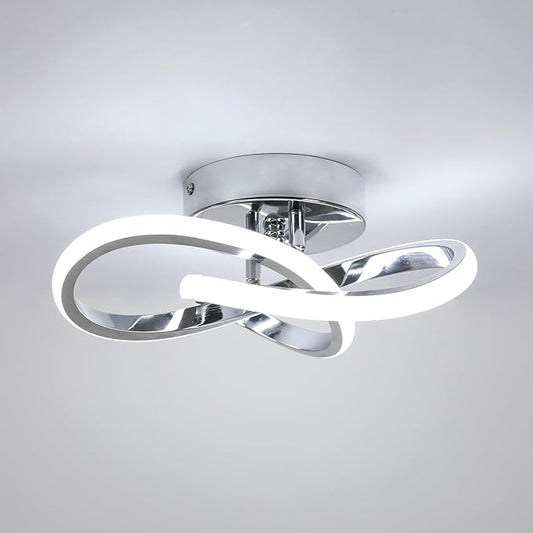 Goeco Modern LED Ceiling Light, 9.8'' 6500K Semi Flush Cool White Design for Bedroom, Corridor, Bathroom, Office, Kitchen, Laundry Room