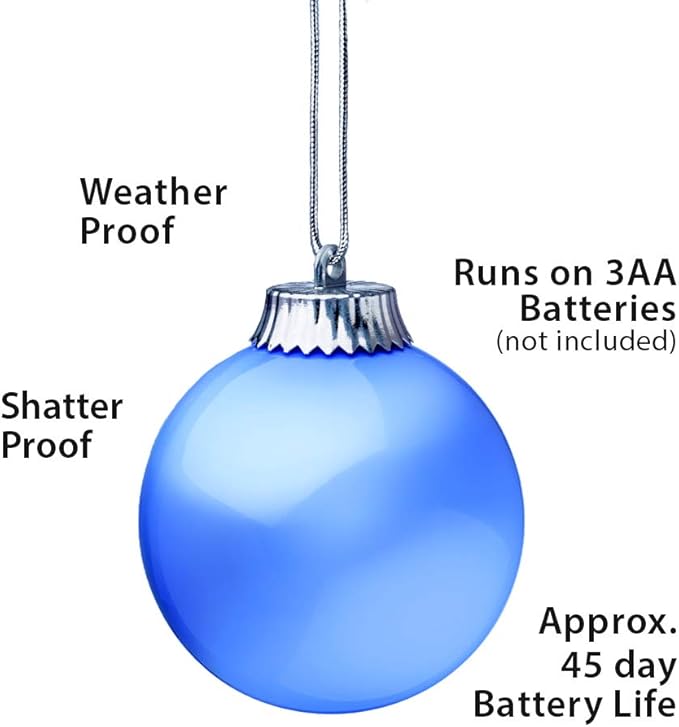 Xodus Innovations WP510-3 Outdoor LED Ornament, Battery Powered Pulsing Globe Sphere Lights with Dusk Sensor (Pack of 3) (Blue)