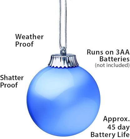 Xodus Innovations WP510-3 Outdoor LED Ornament, Battery Powered Pulsing Globe Sphere Lights with Dusk Sensor (Pack of 3) (Blue)